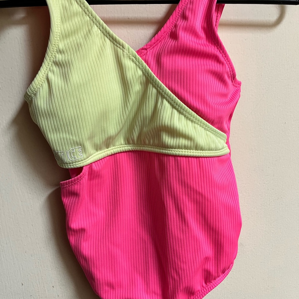 Justice Pink and Lime Green Swimsuit